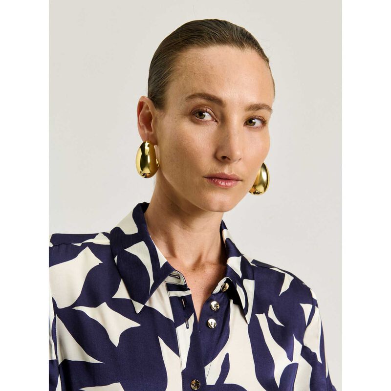 Veronika Maine Ink Shadow Leaf Shirt Dress image number 2